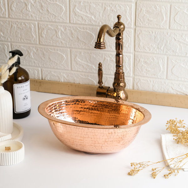 ALFIQ Oval Dark Copper Drop-In Sink | Handmade Copper Undermount